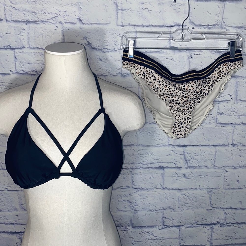 Cape Juby - Swim Bikini Top w/ Tassels & H&M Cheetah Swim Ruffle Bottoms